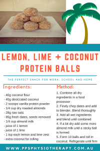 Lemon Lime + Coconut protein balls